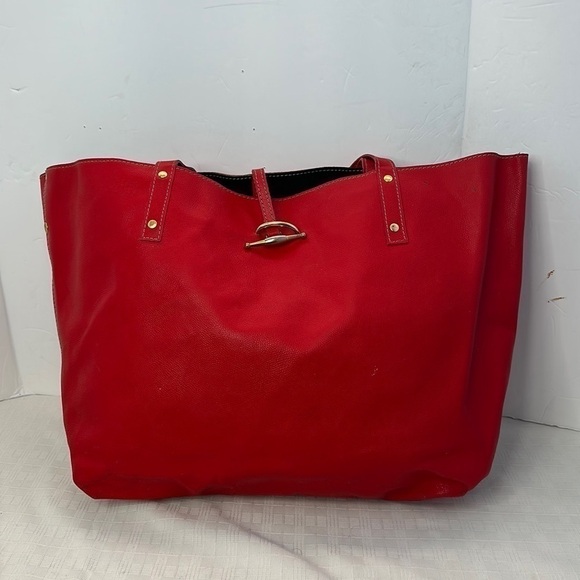 CHARLES FORD “ Red bottoms Red” leather tote bag. - Picture 1 of 8